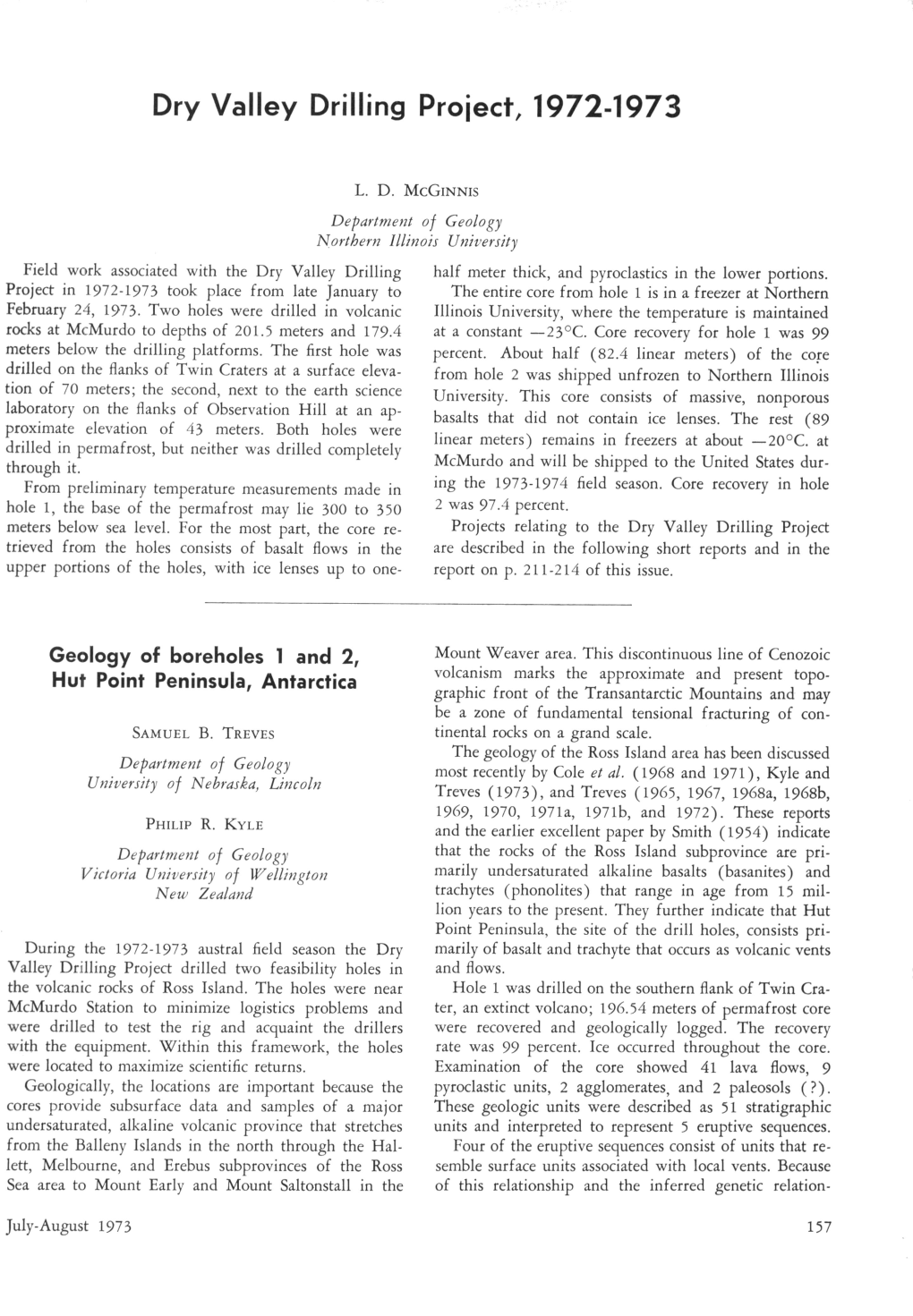 Geology of Boreholes 1 and 2, Hut Point Peninsula, Antarctica