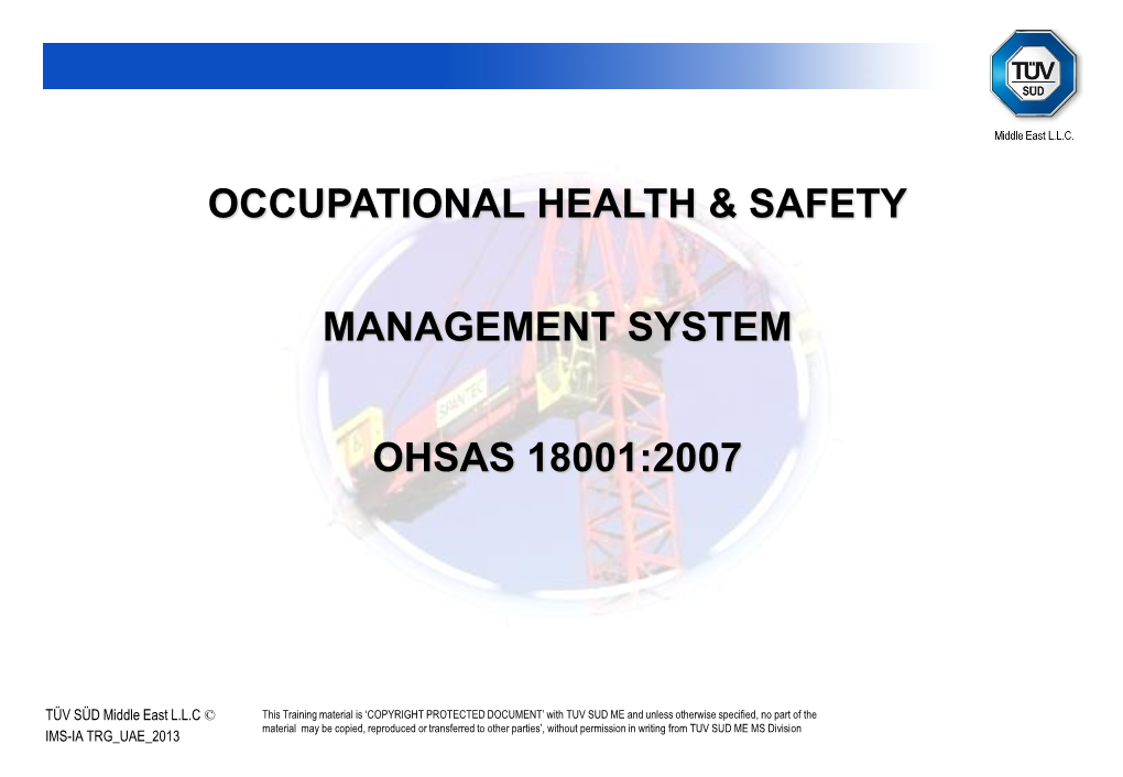 Occupational Health & Safety Management System Ohsas