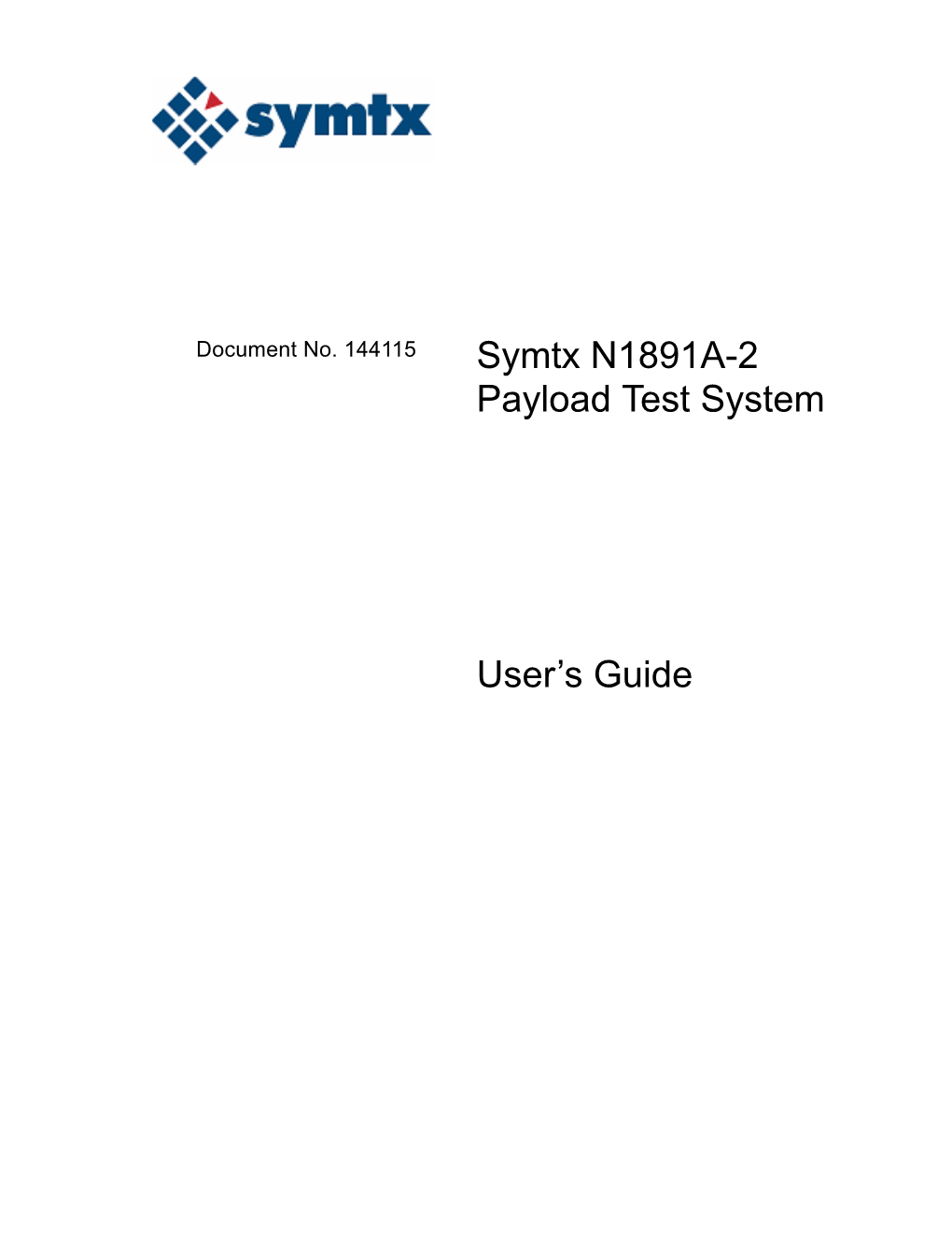 Symtx N1891A-2 Payload Test System User's Guide, Revision 20061224