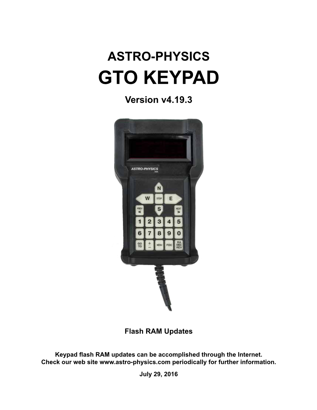 GTO KEYPAD Version V4.19.3