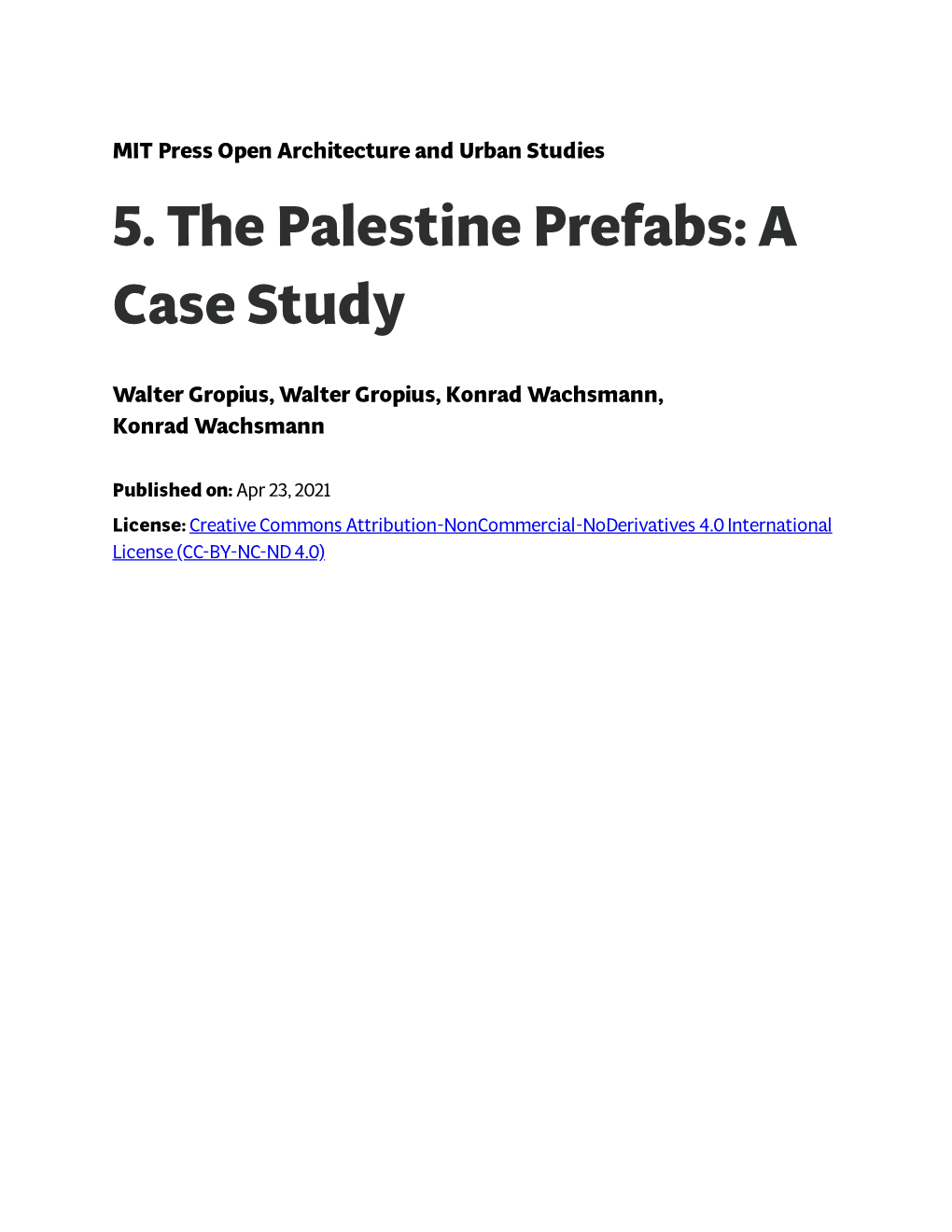 5. the Palestine Prefabs: a Case Study