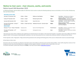 Notice to River Users - River Closures, Works, and Events Notice Issued 14Th November 2019