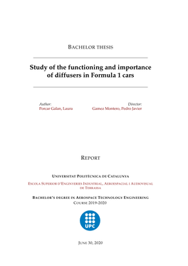 Study of the Functioning and Importance of Diffusers in Formula 1 Cars