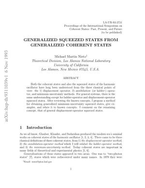 Generalized Squeezed States from Generalized Coherent States