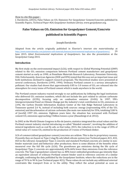False Values on CO2 Emission for Geopolymer Cement/Concrete Published in Scientific Papers