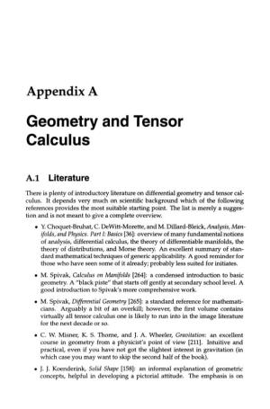 Geometry and Tensor Calculus