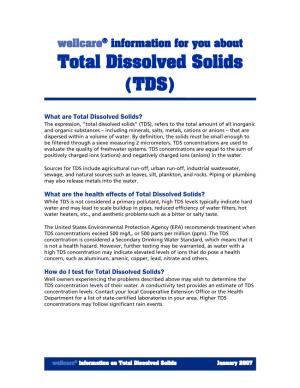 Wellcare® Information for You About Total Dissolved Solids (TDS)