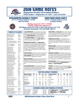 2018 Game Notes