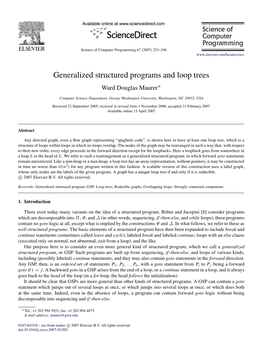 Generalized Structured Programs and Loop Trees Ward Douglas Maurer∗