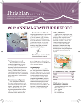 2017 Annual Gratitude Report • Jinishian Memorial Program 2017 ANNUAL GRATITUDE REPORT