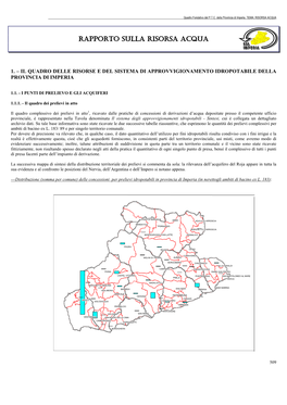 Rapporto Sulla Risorsa Acqua
