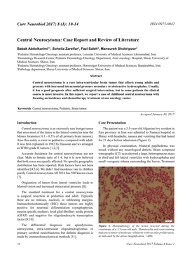 Central Neurocytoma: Case Report and Review of Literature