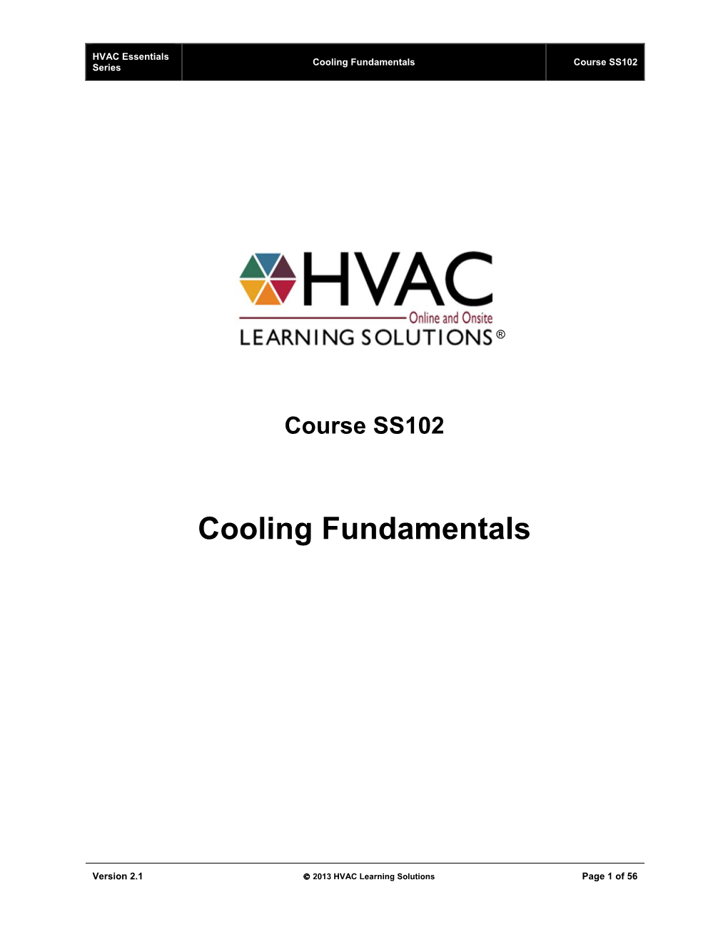Cooling Fundamentals Course SS102 Series