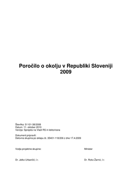 Poročilo O Okolju V Republiki Sloveniji 2009