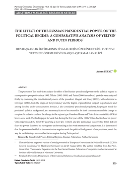 A Comparative Analysis of Yeltsin and Putin Periods 1