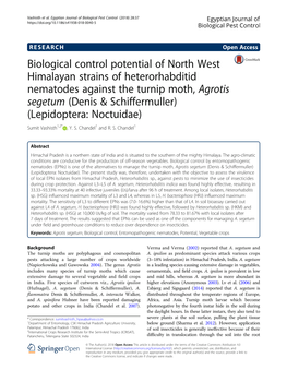 Biological Control Potential of North West Himalayan Strains of Heterorhabditid Nematodes Against the Turnip Moth, Agrotis Seget