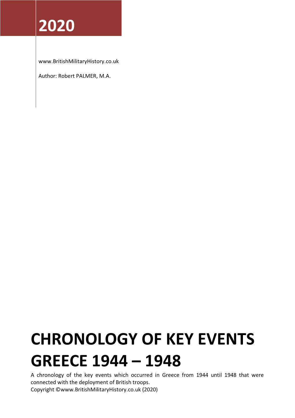 Chronology of Key Events Greece 1944