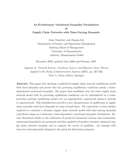 An Evolutionary Variational Inequality Formulation of Supply Chain Networks with Time-Varying Demands