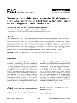 Reported Previously As Eumicrotremus Orbis(Pisces: Cyclopteridae)