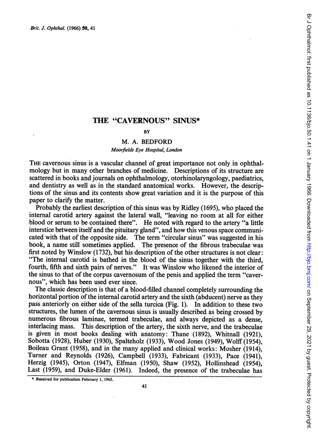 The "Cavernous" Sinus* by M