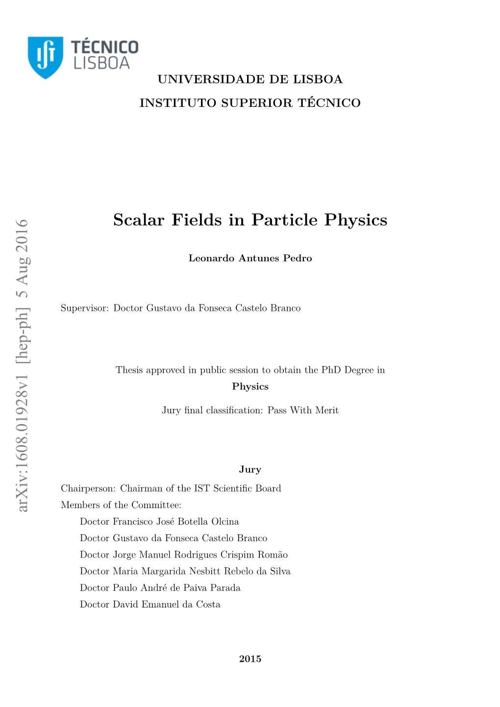 Scalar Fields in Particle Physics