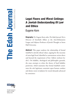 A Jewish Understanding of Law and Ethics INQUIRES in JEWISH ETHICS Eugene Korn