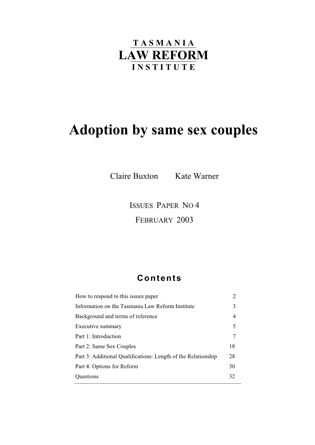 Adoption by Same Sex Couples