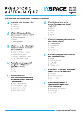 Prehistoric Australia Quiz Space