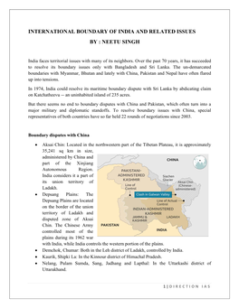 International Boundary of India and Related Issues by : Neetu Singh