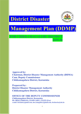 District Disaster Management Plan (DDMP)