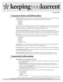 Consumer Alerts and Information Community Information