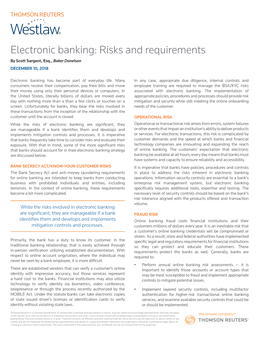 Electronic Banking: Risks and Requirements by Scott Sargent, Esq., Baker Donelson DECEMBER 10, 2018