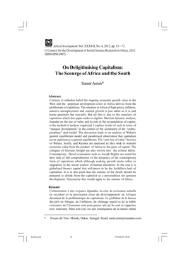 On Deligitimising Capitalism: the Scourge of Africa and the South