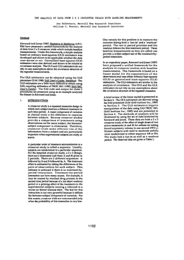 THE ANALYSIS of DATA from 2 X 2 CROSSOVER TRIALS with Baseline MEASUREMENTS