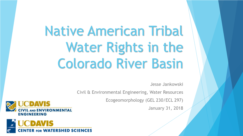 Native American Tribal Water Rights in the Colorado River Basin
