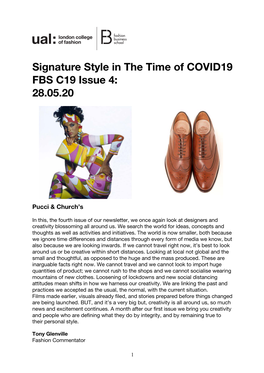 Signature Style in the Time of COVID19 FBS C19 Issue 4: 28.05.20