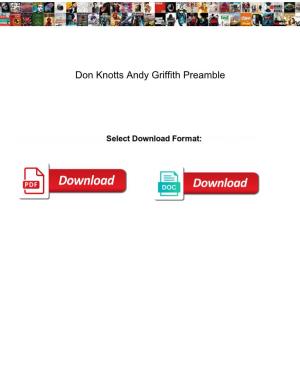 Don Knotts Andy Griffith Preamble