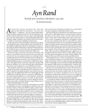 Ayn Rand Brief Life of an Iconoclastic Individualist: 1905-1982 by Jennifer Burns