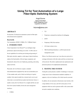 Using Tcl for Test Automation of a Large Fiber-Optic Switching System