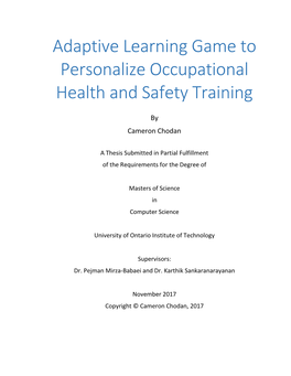 Adaptive Learning Game to Personalize Occupational Health and Safety Training