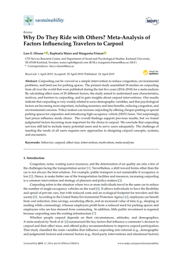 Meta-Analysis of Factors Influencing Travelers to Carpool