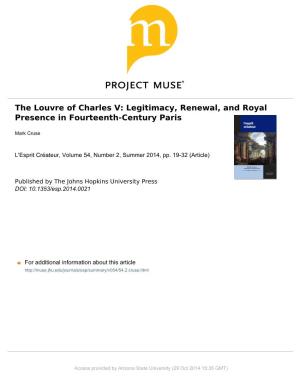 The Louvre of Charles V: Legitimacy, Renewal, and Royal Presence in Fourteenth-Century Paris