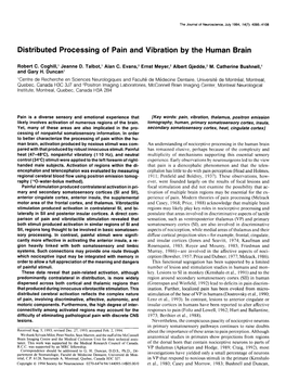 Distributed Processing of Pain and Vibration by the Human Brain