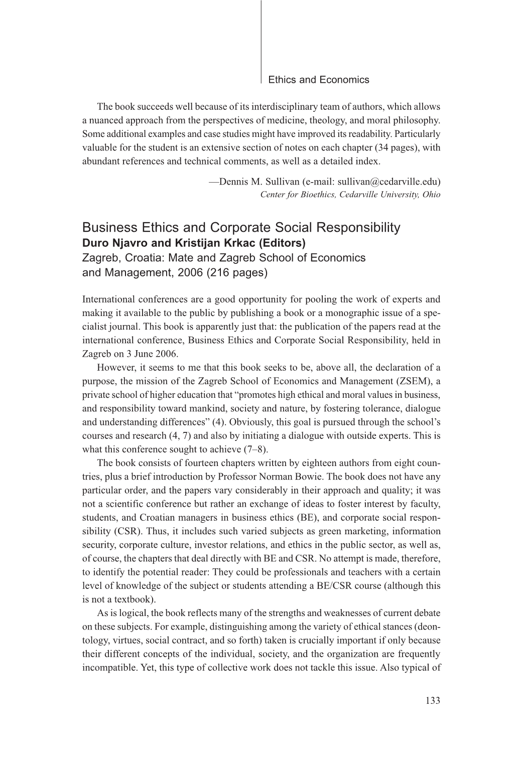 Business Ethics and Corporate Social Responsibility