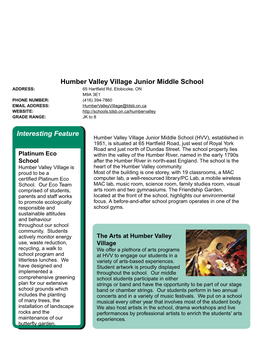 Humber Valley Village Junior Middle School