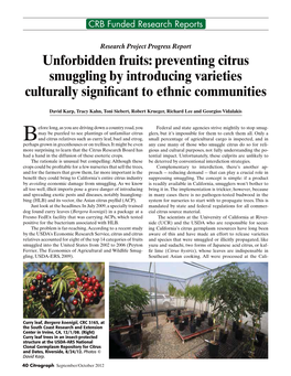 Unforbidden Fruits: Preventing Citrus Smuggling by Introducing Varieties Culturally Signiﬁcant to Ethnic Communities