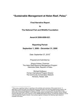Improving the Management of Helen Reef