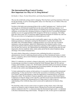 The International Drug Control Treaties: How Important Are They to U.S