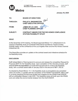 Contract Award for the Rio Hondo Confluence Station Feasibility Study