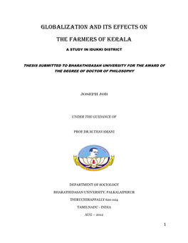 Globalization and Its Effects on the Farmers of Kerala”